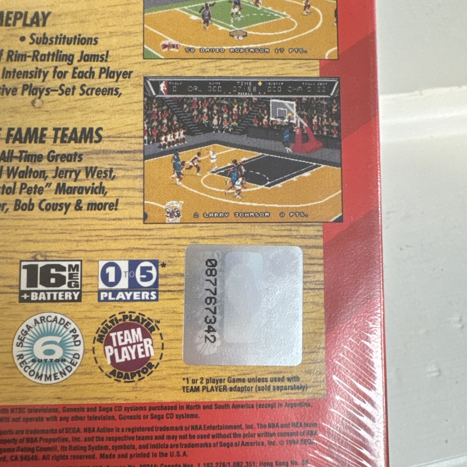 NBA Action ’94 *Sega Genesis Brand New Factory Sealed + Hang Tab EXCELLENT SHAPE