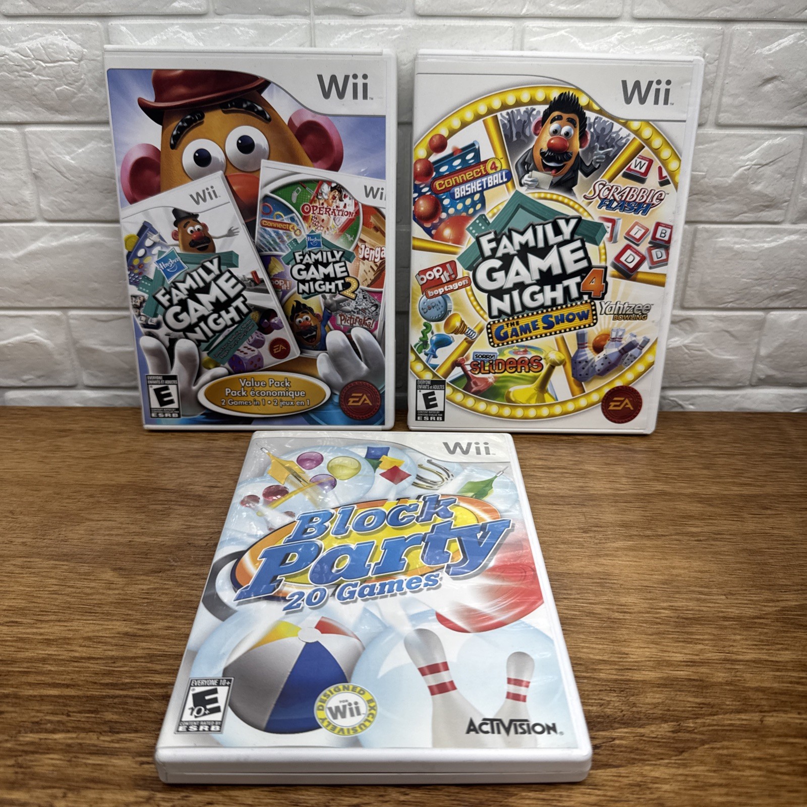 Hasbro Family Game Night 1 2 4 & Block Party Bundle (Nintendo Wii) Family Value