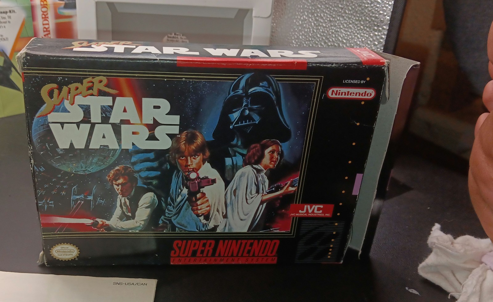 STAR WARS ”SUPER”(1991) SNES COMPLETE IN BOX-EXCELLENT! PLAYS!RARE LARGE INSERT!