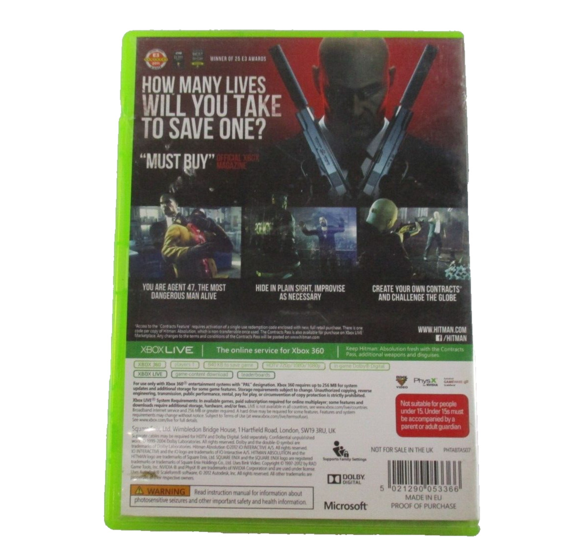 Hitman Absolution XBOX 360 MA15+ PAL R4 2004 IQ Interactive No Manual Tested