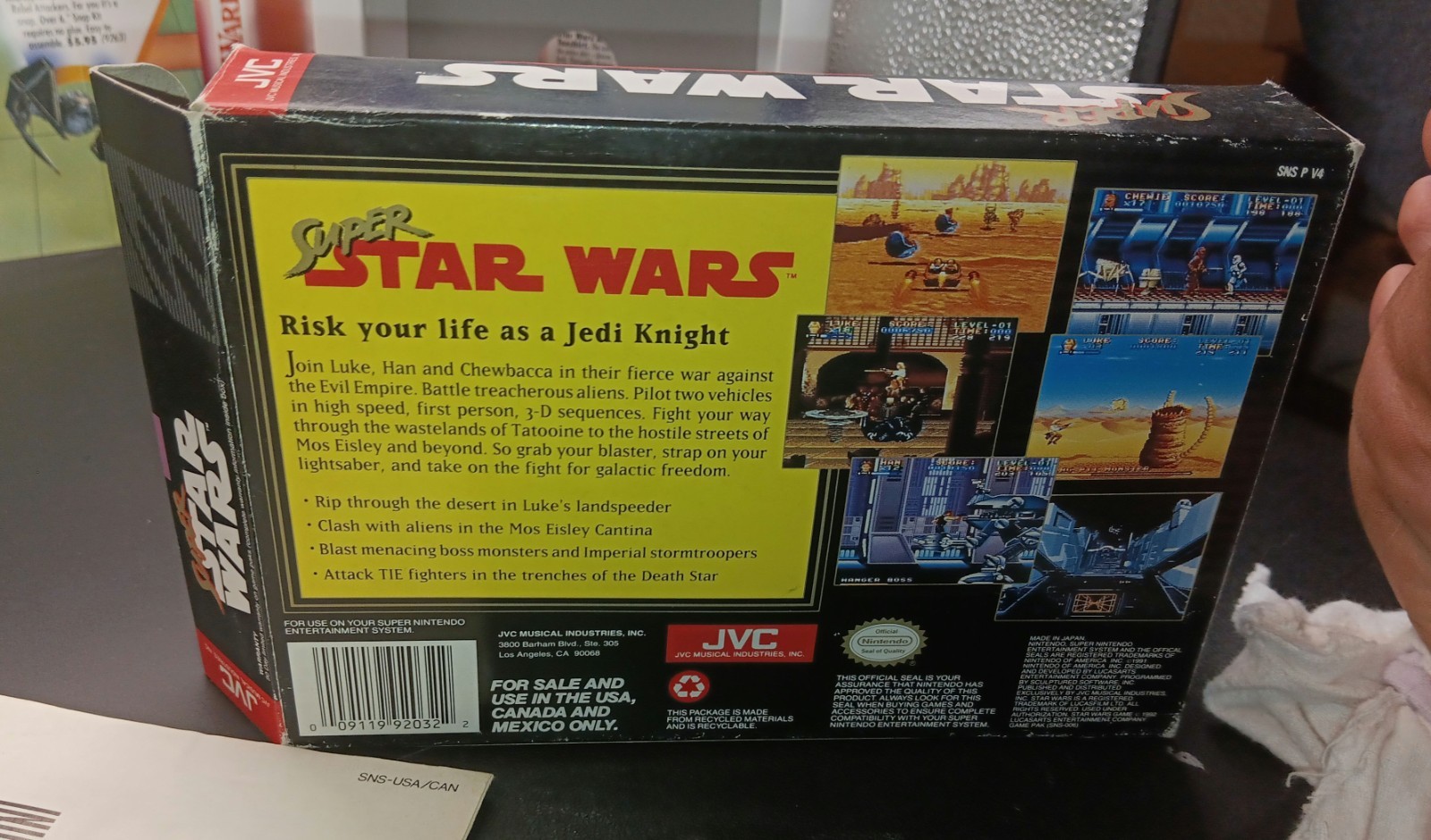STAR WARS ”SUPER”(1991) SNES COMPLETE IN BOX-EXCELLENT! PLAYS!RARE LARGE INSERT!