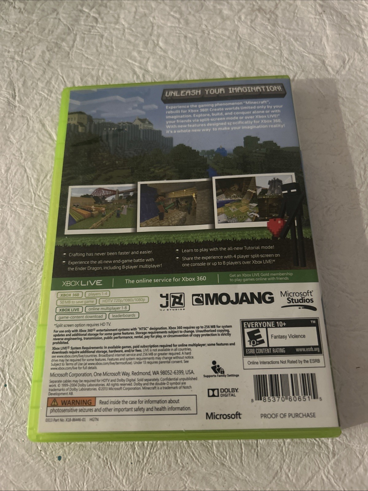 Microsoft Minecraft Xbox 360 Edition Tested And Working Free Shipping!