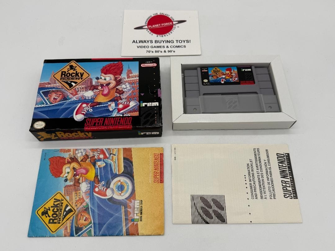 Rocky Rodent Super Nintendo SNES Complete CIB Video Game Works