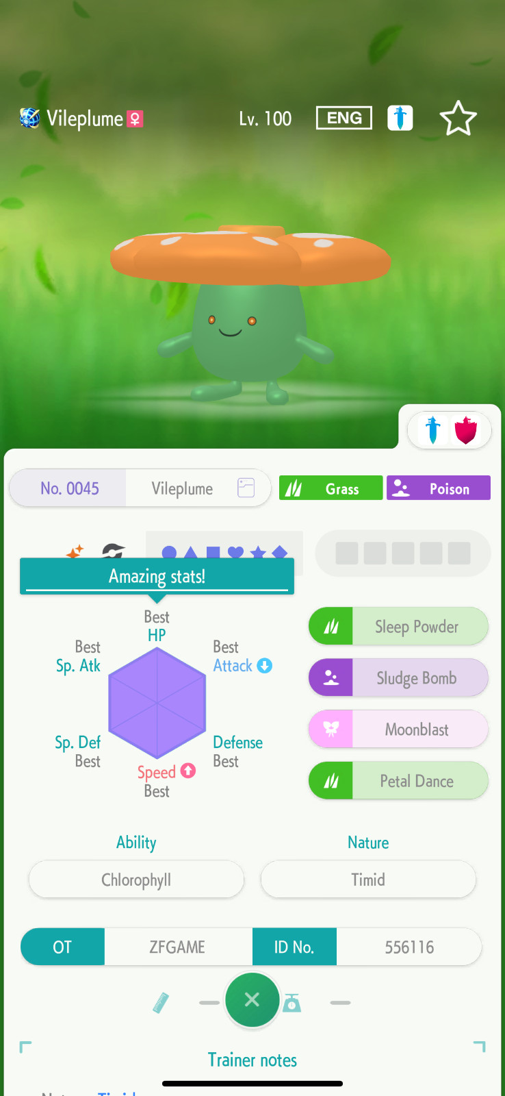 ✨6IV SHINY Vileplume + EVS🚀 POKEMON HOME✨Champions✨Online delivery⚡