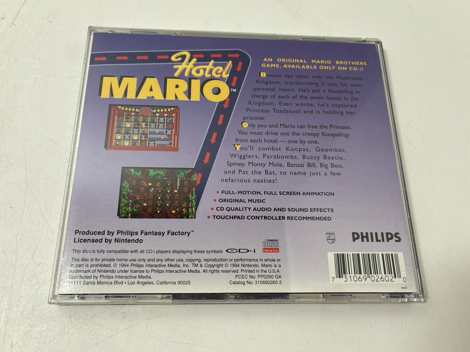 Authentic Philips CD-i Interactive Hotel Mario
