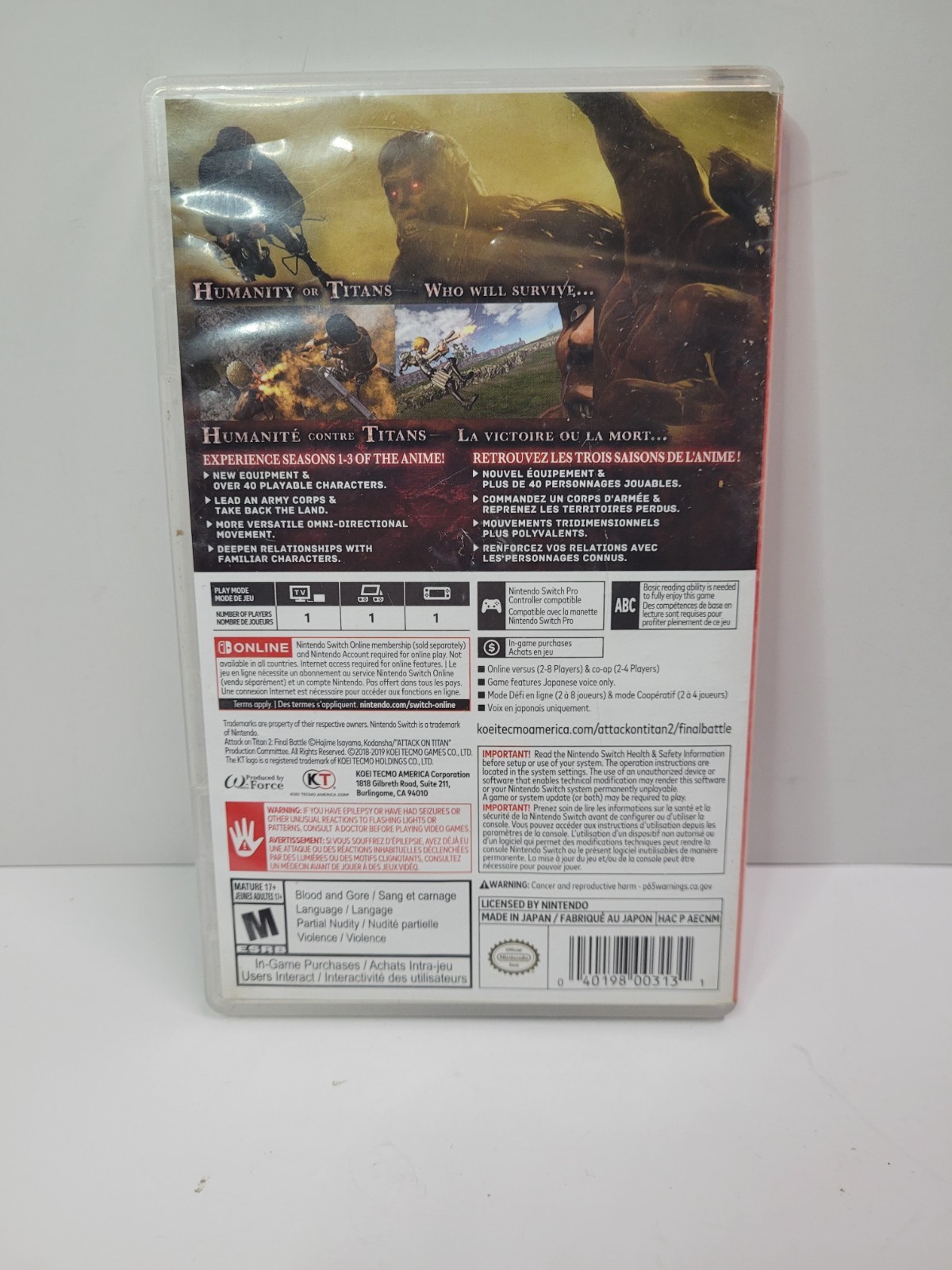 Attack on Titan 2 : Final Battle – Nintendo Switch