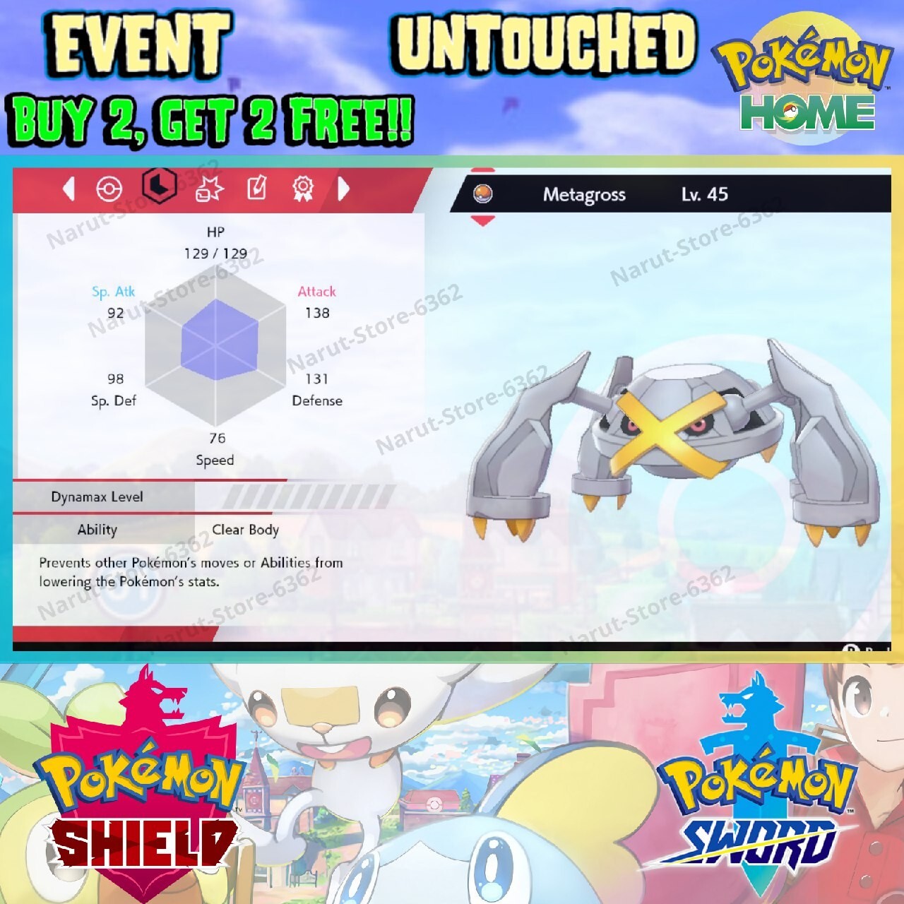 Metagross Shiny🔥 Event VCG Rays Metagross Champions🔥Pokémon Sword & Shield