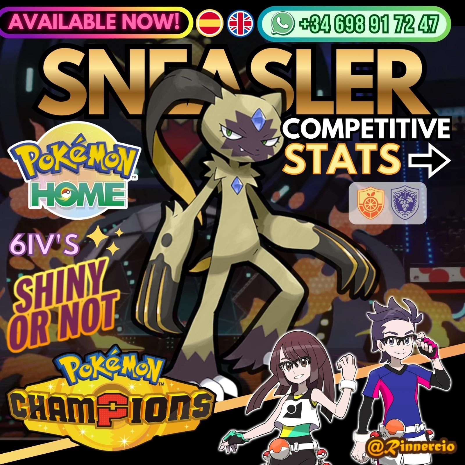 Sneasler 6IVs Shiny Competitive VGC for Pokemon Champions and Home