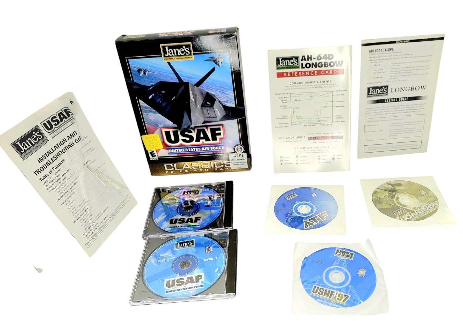 JANES COMBAT SIMULATION USAF LONGBOW DISC SETS WINDOWS 95/98 PC CD-ROM Lot Of 4