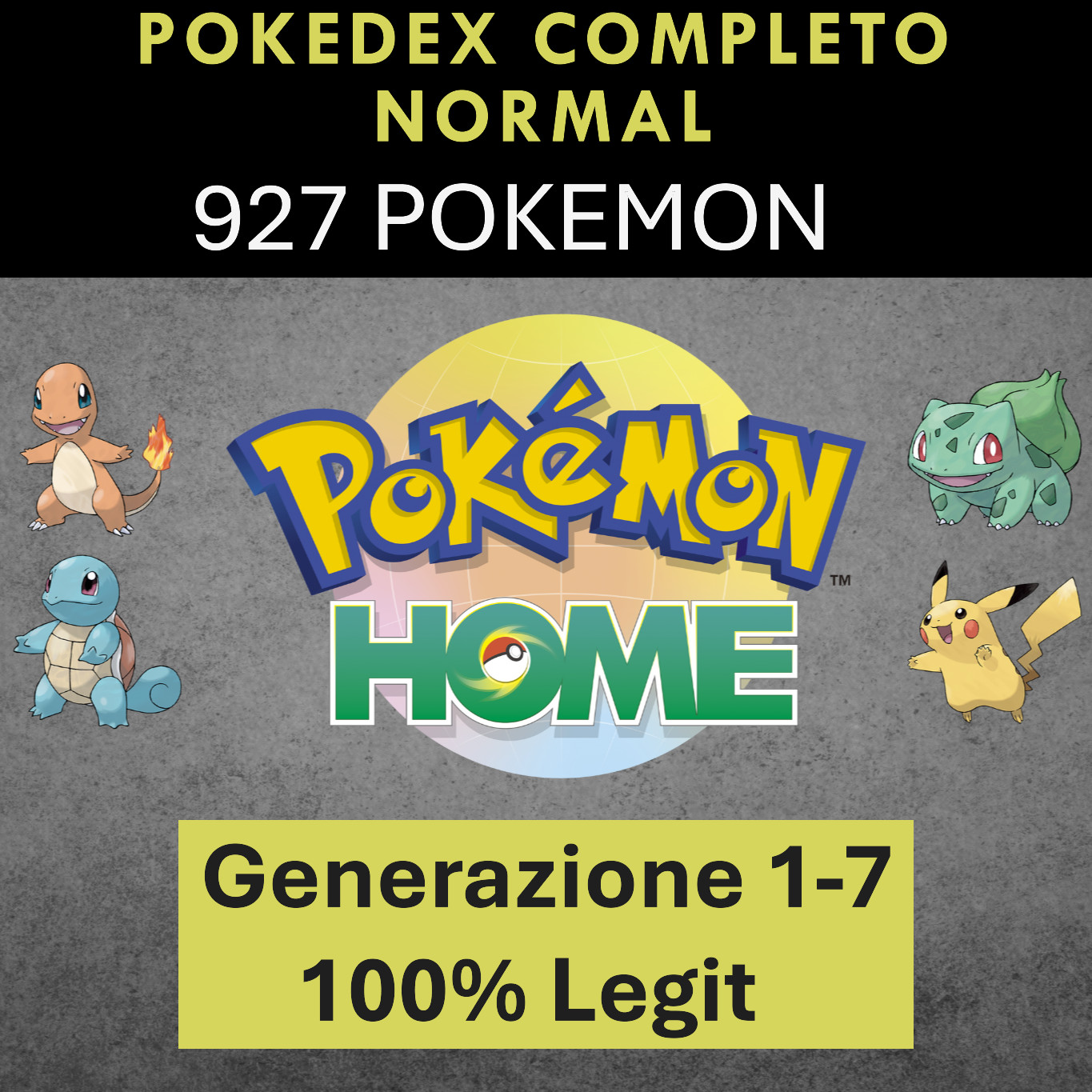 Pokemon HOME Gen 1-7 927 Pokemon Normal Living Dex Pokedex Complete + Rare