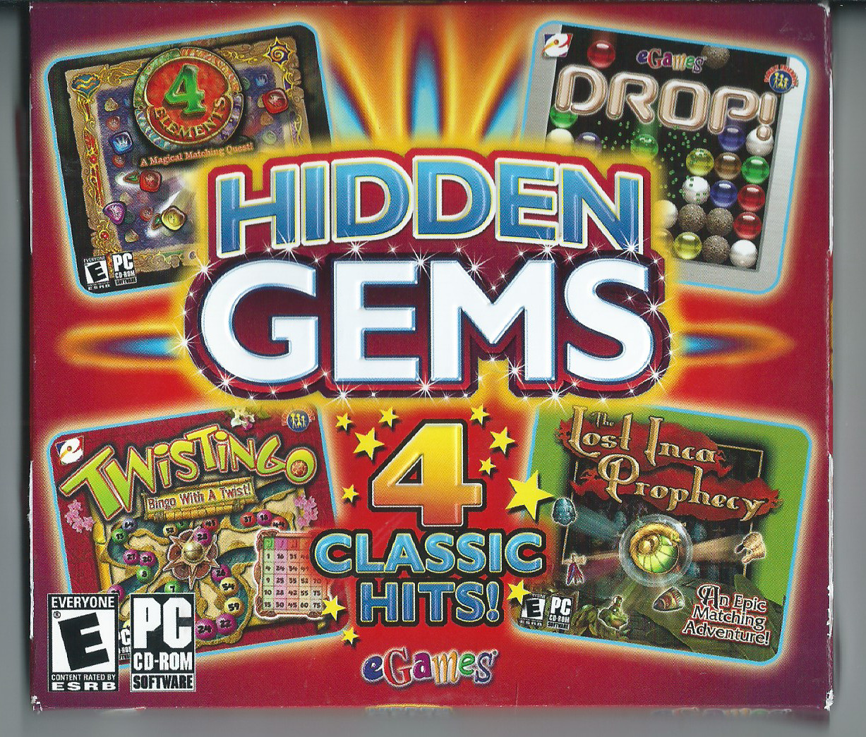 📦 Hidden Gems 4 Classic Hits! (PC CD-ROM, 2010, Twistingo, DROP!, etc.) New