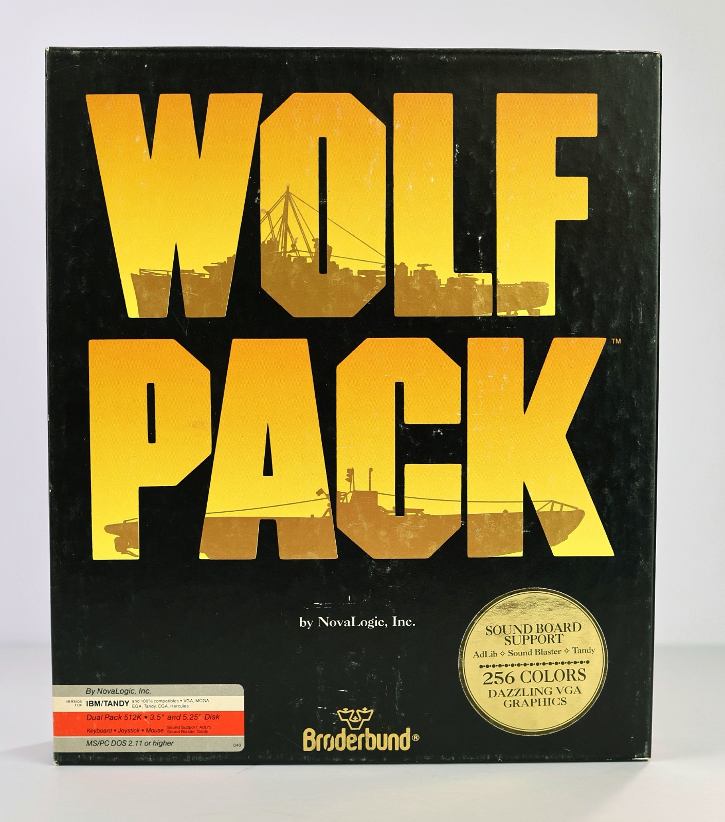 VINTAGE WolfPack PC Big Box COMPLETE – 1990 Brøderbund – 3.5″ & 5.25″ Disks