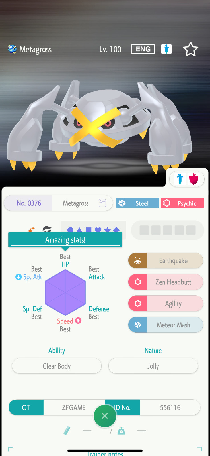 ✨6IV SHINY Metagross + EVS🚀 POKEMON HOME✨Champions✨Online delivery⚡