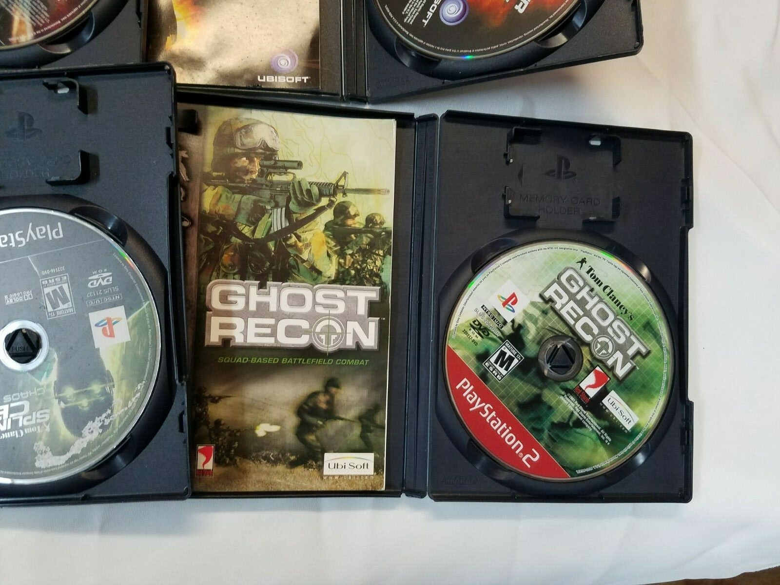 (4) PS2 TOM CLANCY’S: RAINBOW SIX 3, SPLINTER CELL DBL AGNT & CHAOS, GHOST RECON