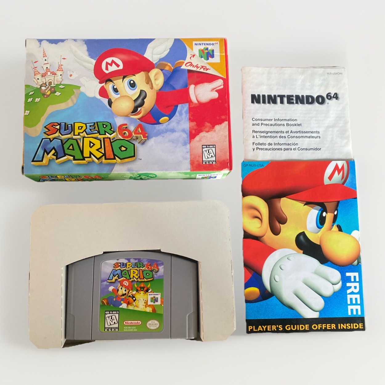 Vintage Nintendo Super Mario 64 N64 Game + Box + Insert + Manual Tested