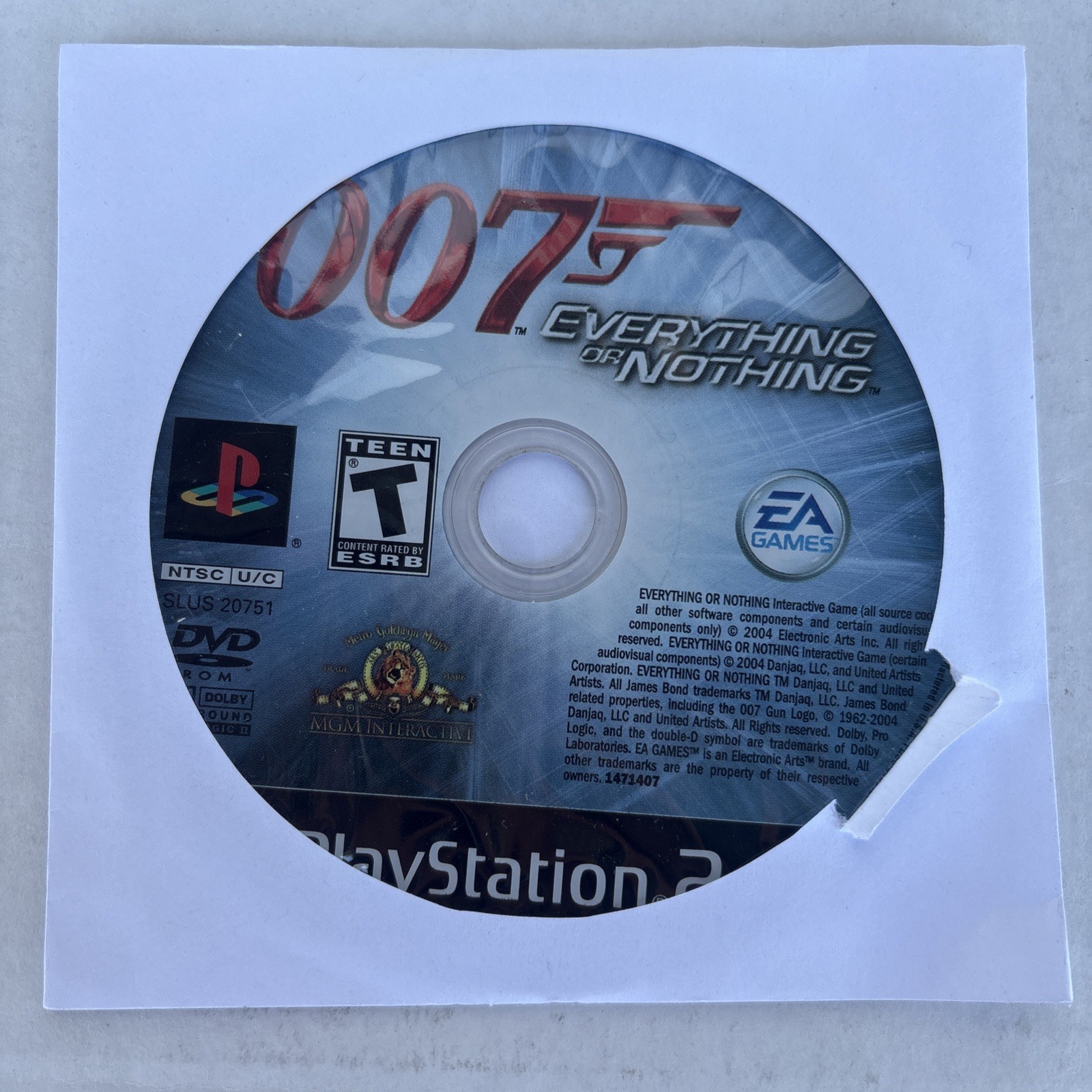 James Bond 007 Everything or Nothing PlayStation 2 PS2 DISC ONLY NO TRACKING