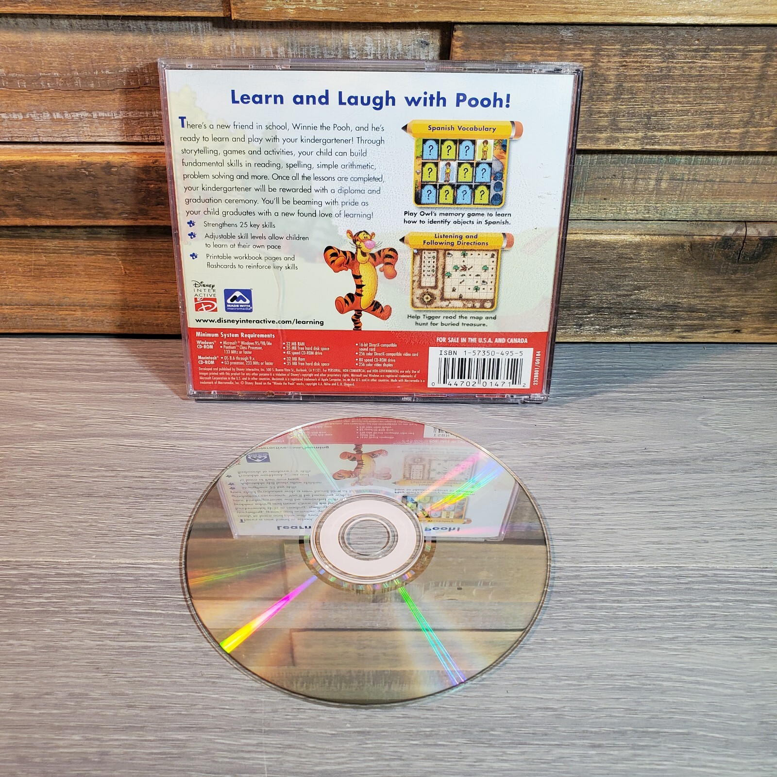 Vtg Disney CD-ROM Learning Kindergarten 2 Winnie The Pooh Ages 4-6 Homeschool