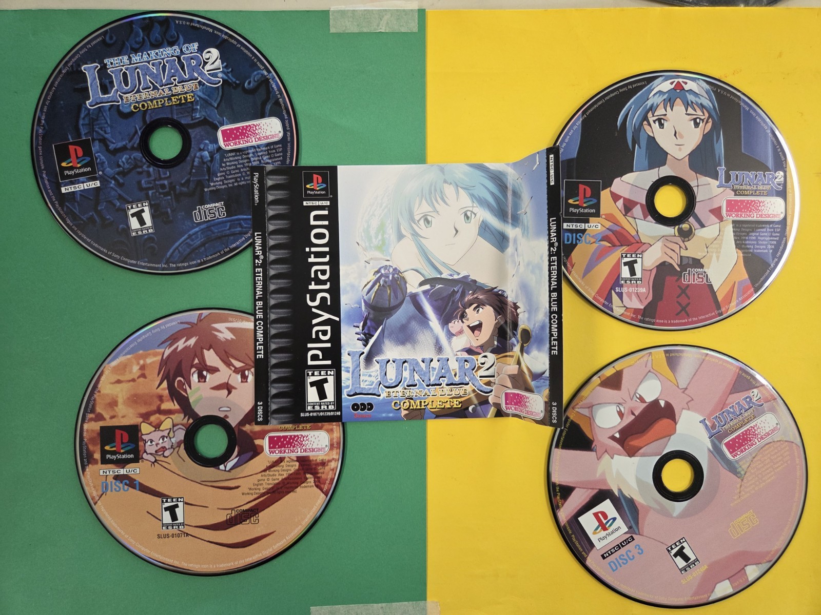 Lunar 2 Eternal Blue Complete, All 4 Discs & Case Art (Sony PlayStation 1, PS1)