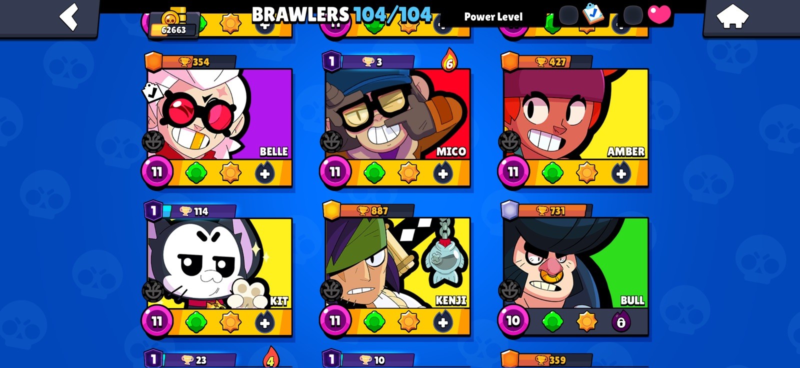 62K TROPHY/35Max Brawler/25Hyper/ 104/104Brawler/7 LEG/13 Mithic/77 Epic/Cheap