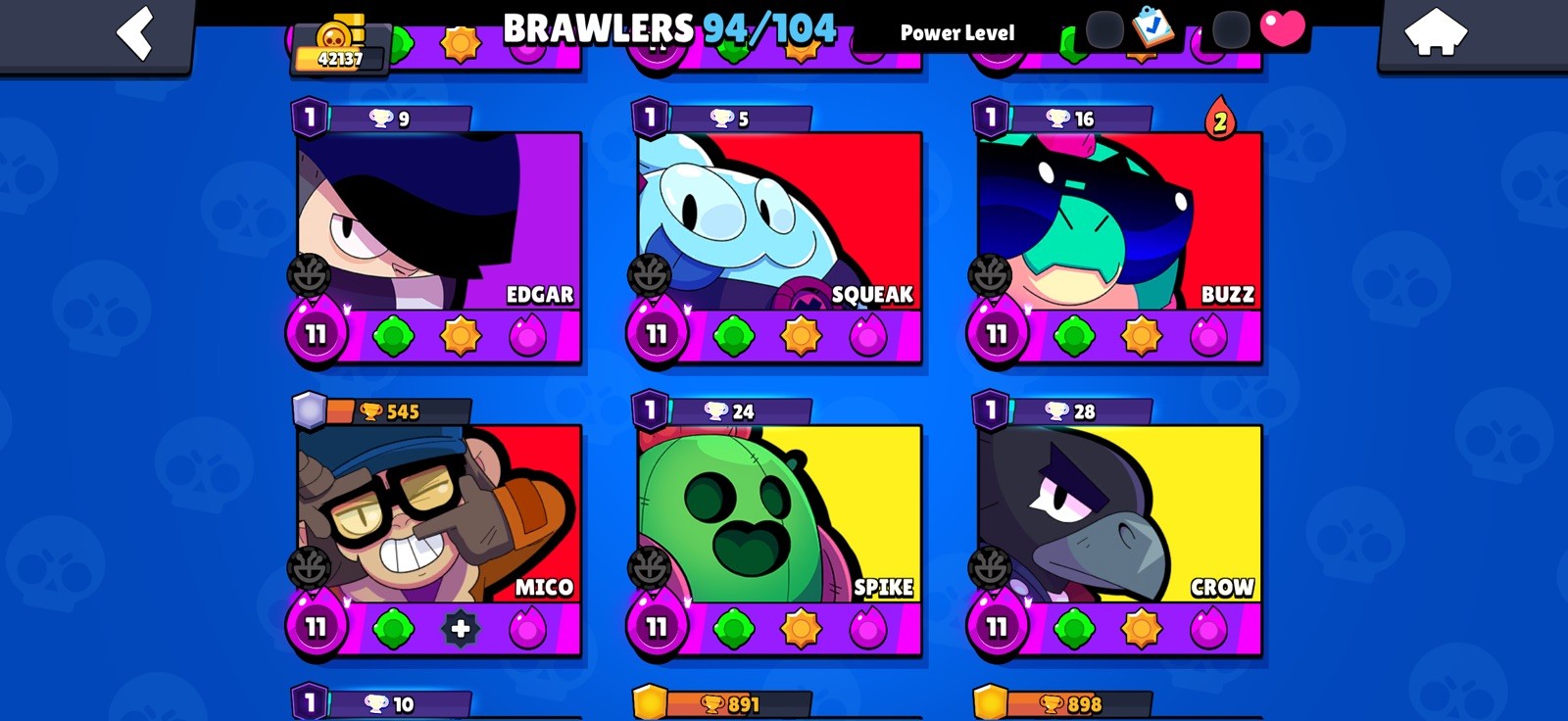 42K TROPHY/18Max Brawler/13Hyper/ 94/104Brawler/1 LEG/5 Mithic/40 Epic/Cheap