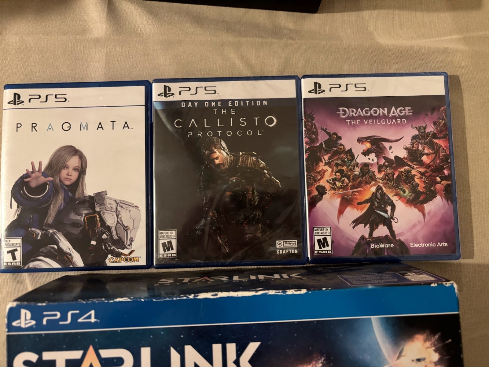 PS5 Game Lot Pragmata, Callisto Protocol Dragon Age Veilguard + Witcher 3 PS4