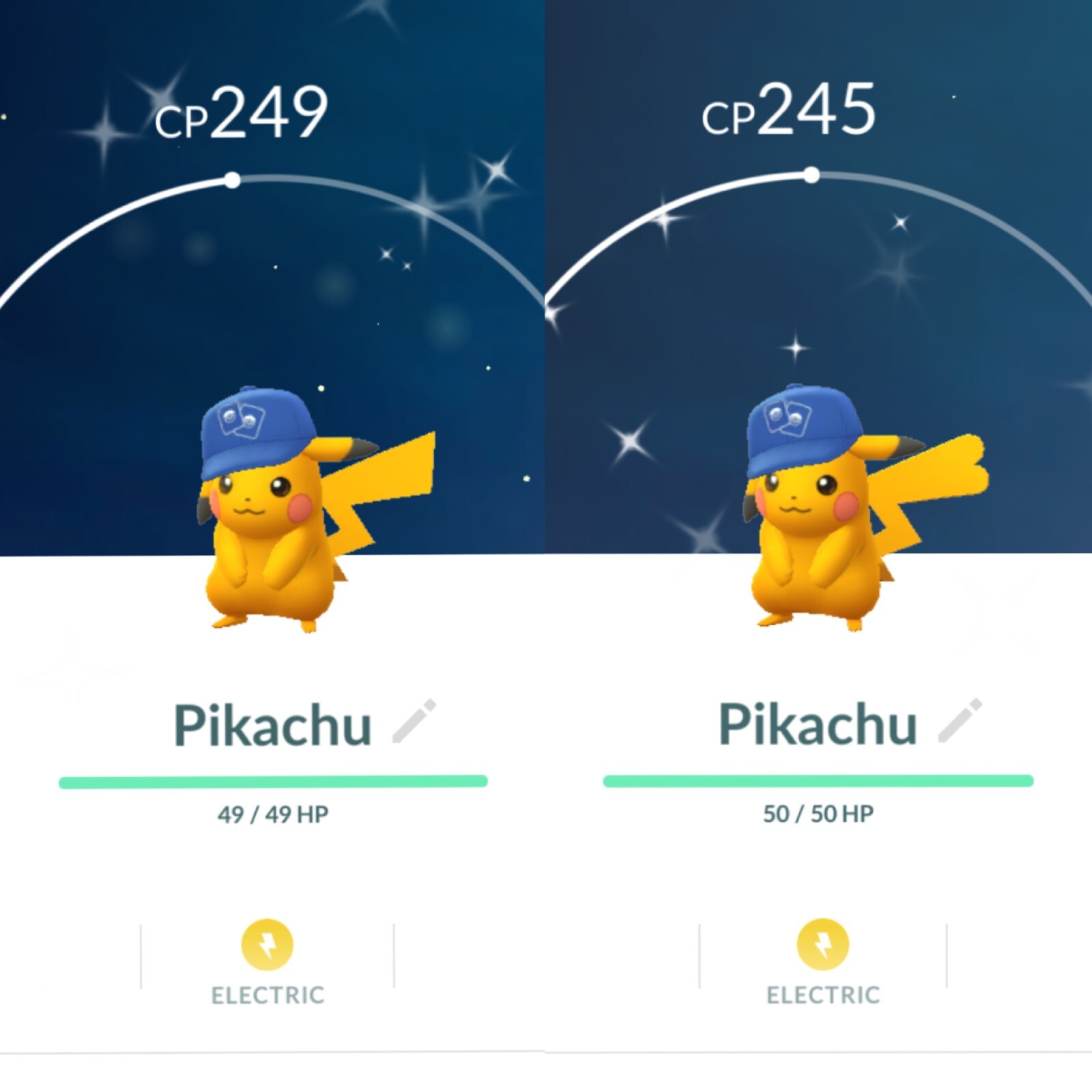 Pokémon Go ✨ Blue TCG Hat Pikachu ✨ Shiny ✨ Non-Shiny ✨ Level 1 ✨ Rare