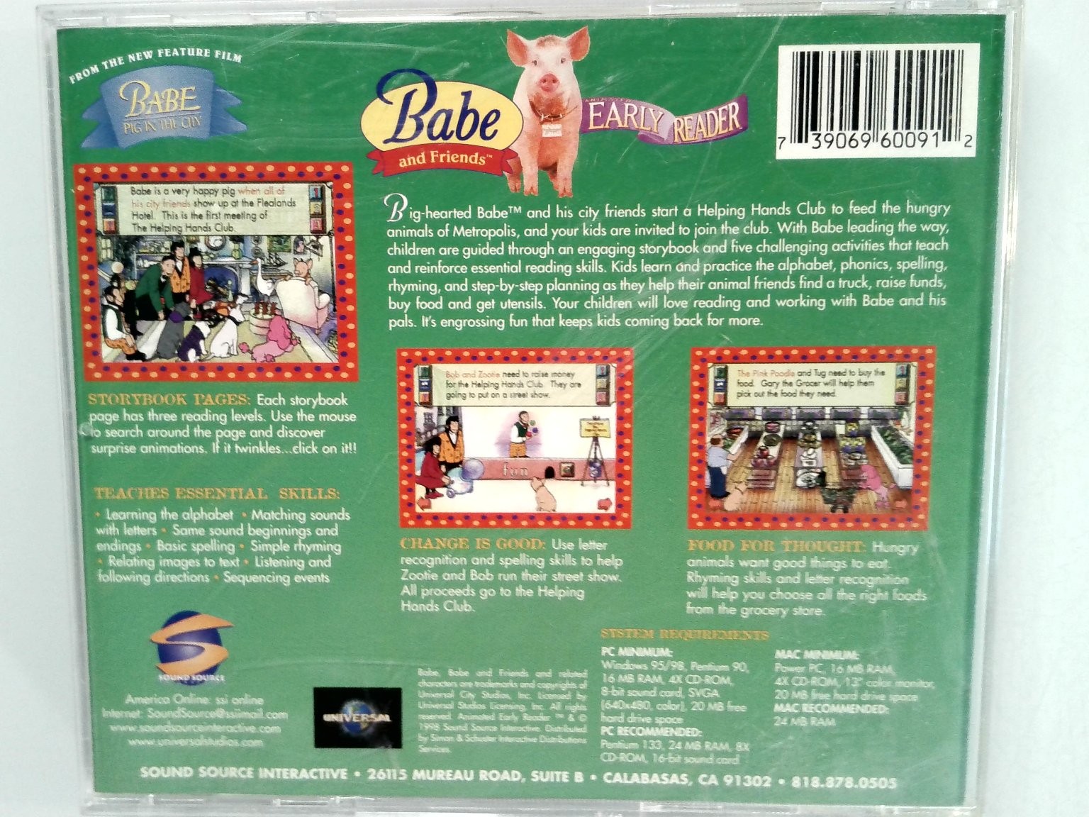Babe and Friends Early Reader PC CD-ROM Video Game Educational