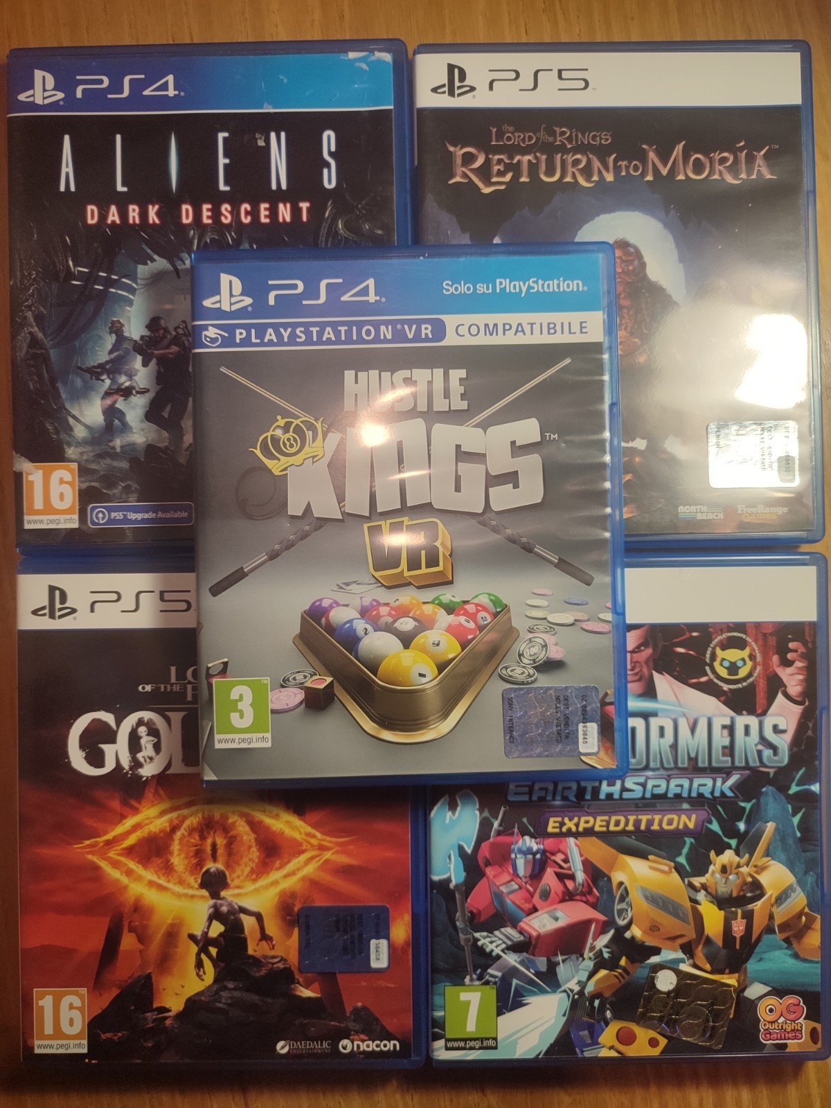 PS5 LOT Gollum, Return To Moria, Aliens Dark Descent, Transformers, Hustle Kin