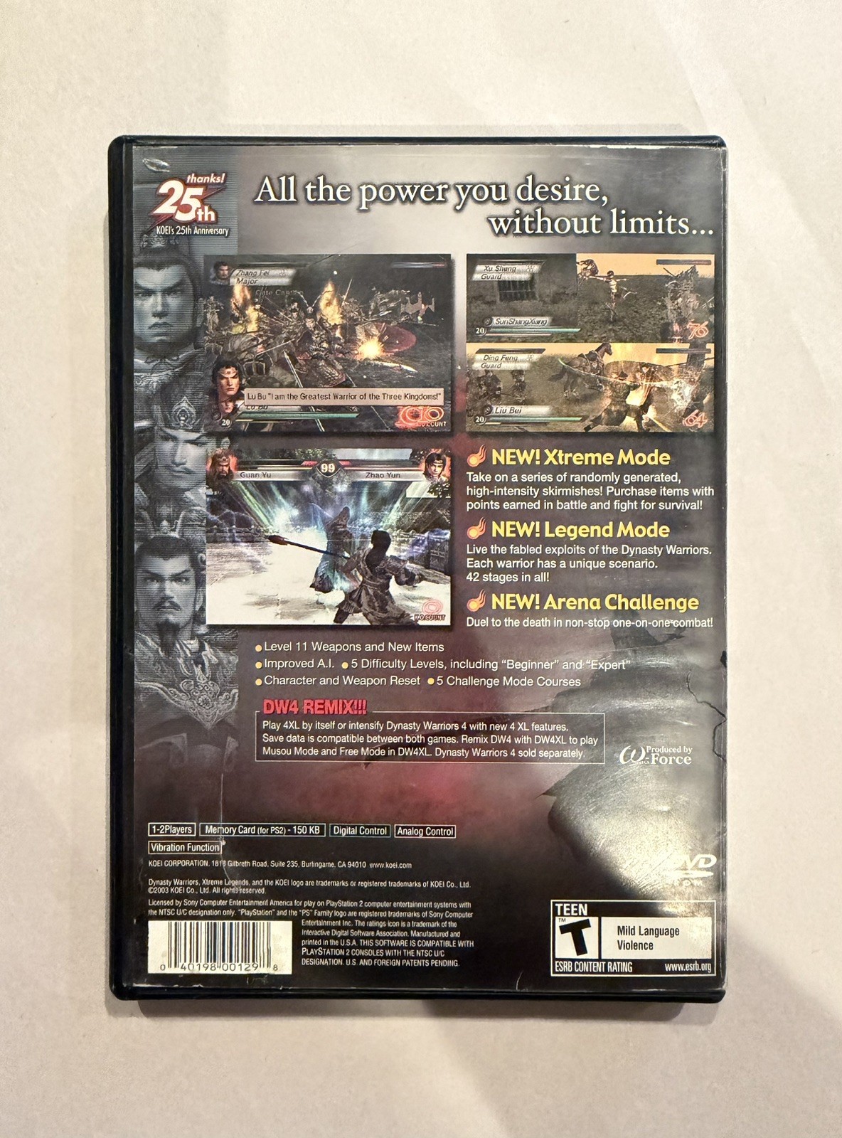 Dynasty Warriors 4: Xtreme Legends; Boxed (Sony PlayStation 2, 2003)