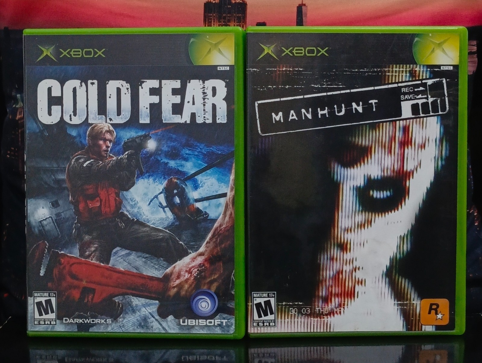 MANHUNT (Microsoft Xbox, 2004) & COLD FEAR (Xbox, 2005), discs CLEAN, ALL CIB