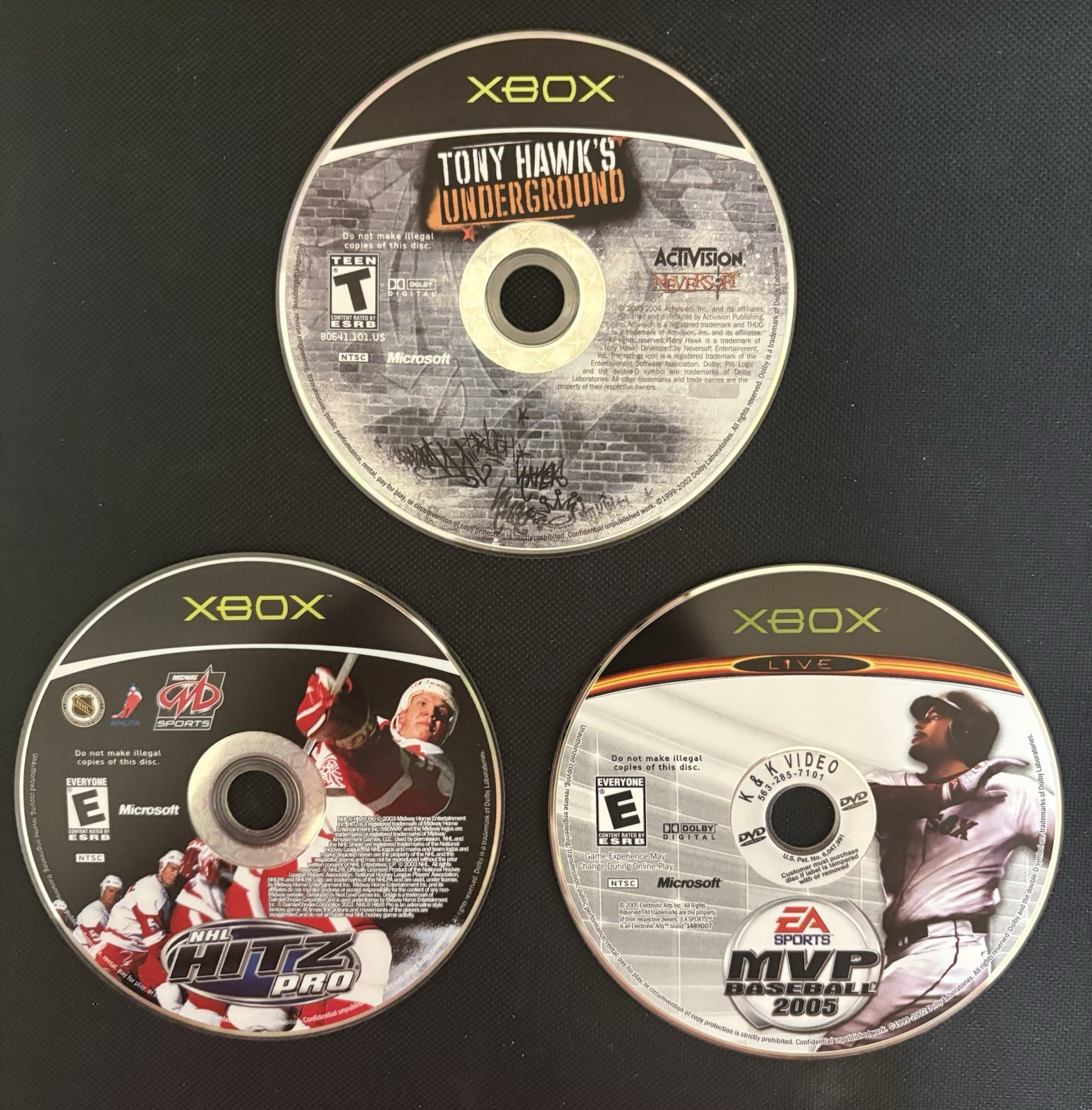 Xbox Sports Games (Tony Hawks Underground, NHL Hitz, MVP Baseball)
