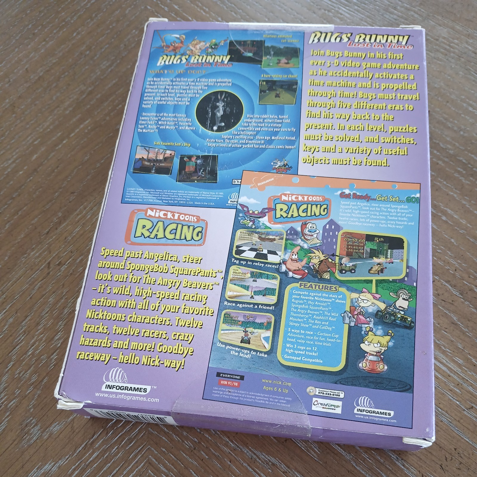2 Pack Bugs Bunny: Lost in Time+Nicktoons Racing – New/Sealed Retail Box – PC CD