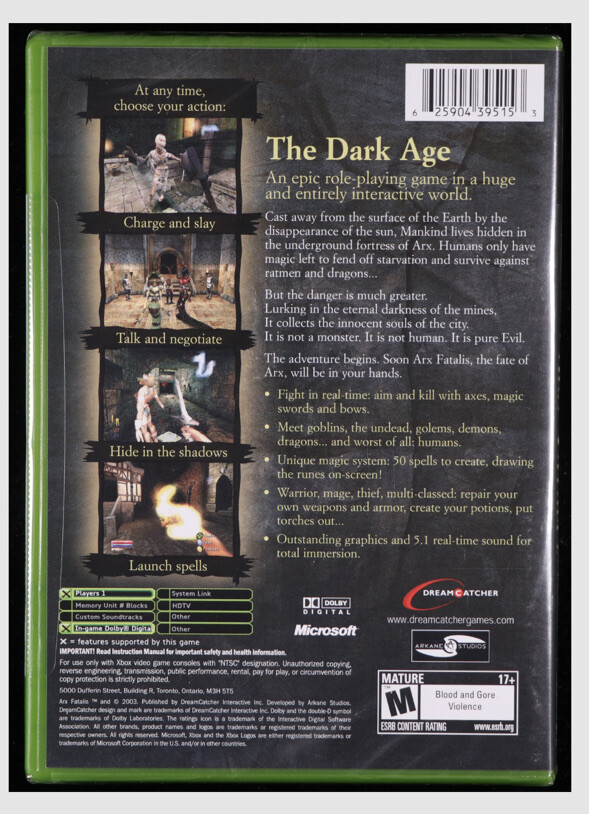1ST PRINT! Arx Fatalis 9.6 A+ Holiday Buyers Guide Xbox WATA NOT VGA CGC PSA