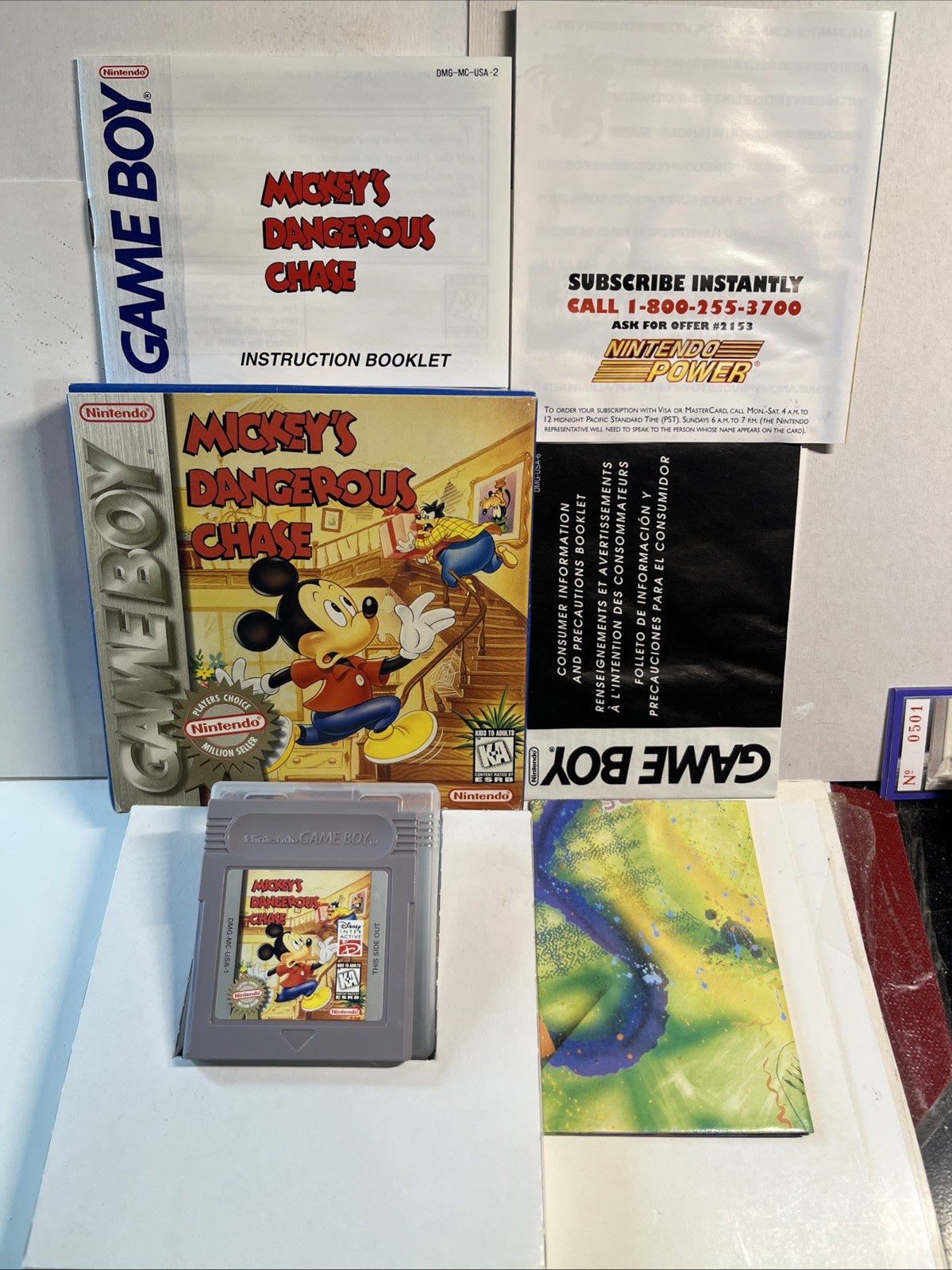 1997 Mickey’s Dangerous Chase Disney Game Nintendo Gameboy Tested & Working +Box