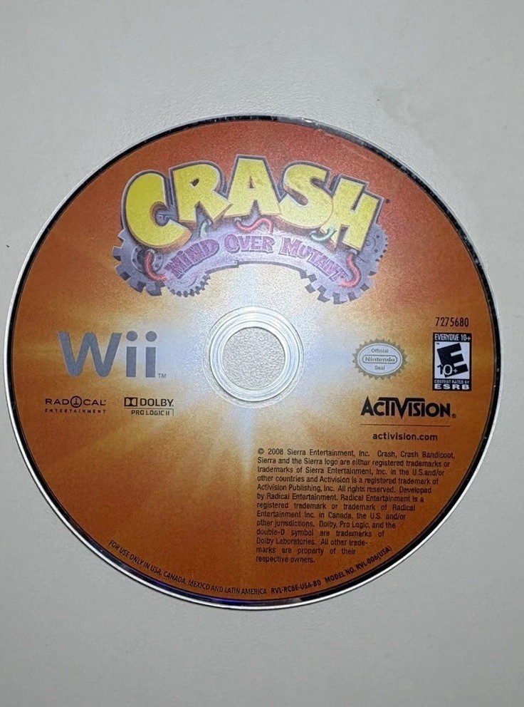 Crash: Mind Over Mutant (Nintendo Wii, 2008) Disc Only Tested Working