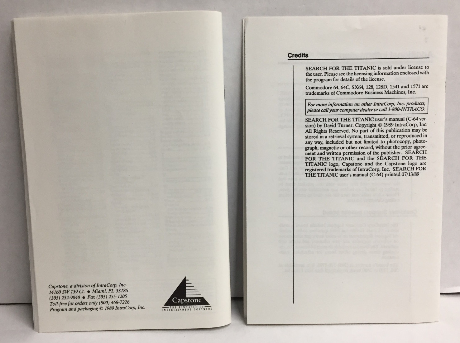 SEARCH FOR THE TITANIC Commodore 64 C64 CIB Complete MANUAL Inserts MAP Capstone