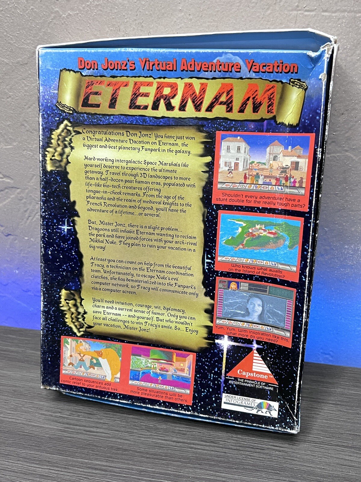 Eternam Capstone Don Jonz’s Virtual Adventure Vacation PC Big Box Game 1993 CIB