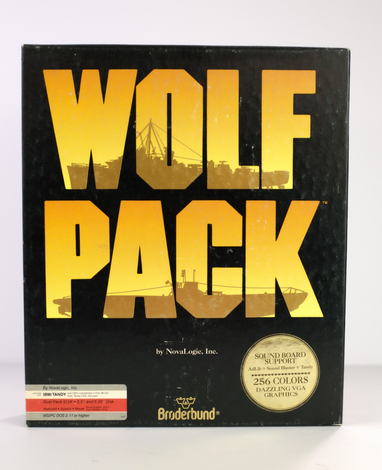 VINTAGE WolfPack PC Big Box COMPLETE – 1990 Brøderbund – 3.5″ & 5.25″ Disks