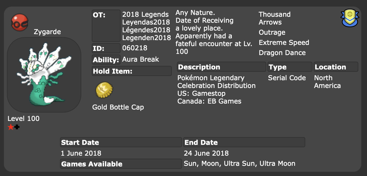 ✨ SHINY ZYGARDE ✨ EVENT EXCLUSIVE GameStop 2018 for Pokemon Sword Shield + Home!