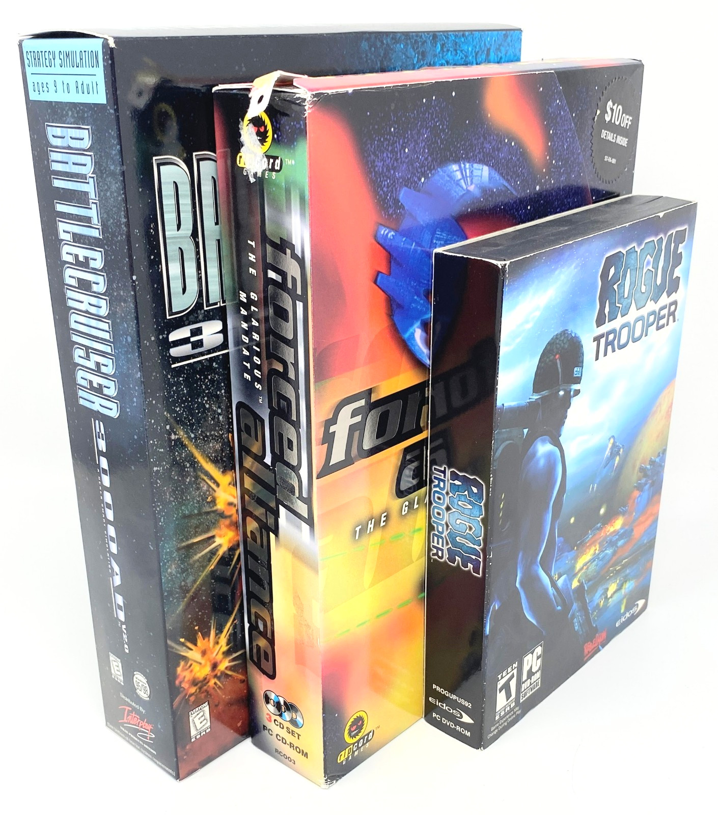 Lot of 3 Sci-Fi PC Games – Battlecruiser 3000 AD, Forced Alliance, Rogue Trooper