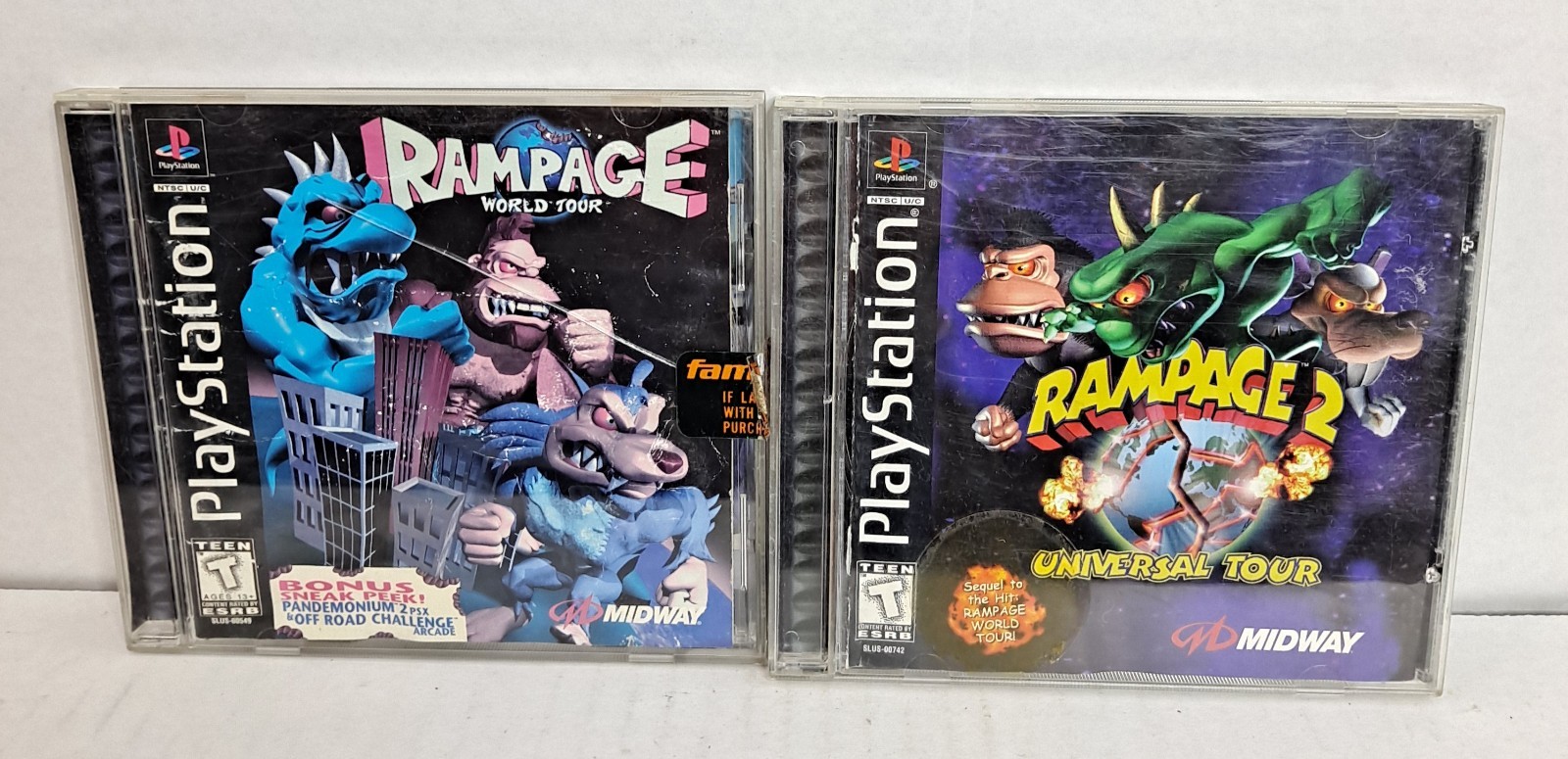 Rampage World Tour & Universal Tour 2 PS1 PlayStation 1 – Untested