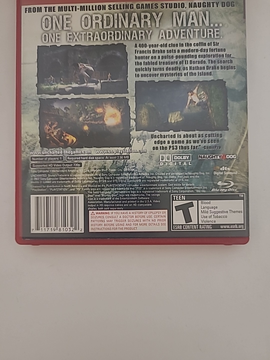 Uncharted: Drake’s Fortune (PlayStation 3, 2007) Tested Working!