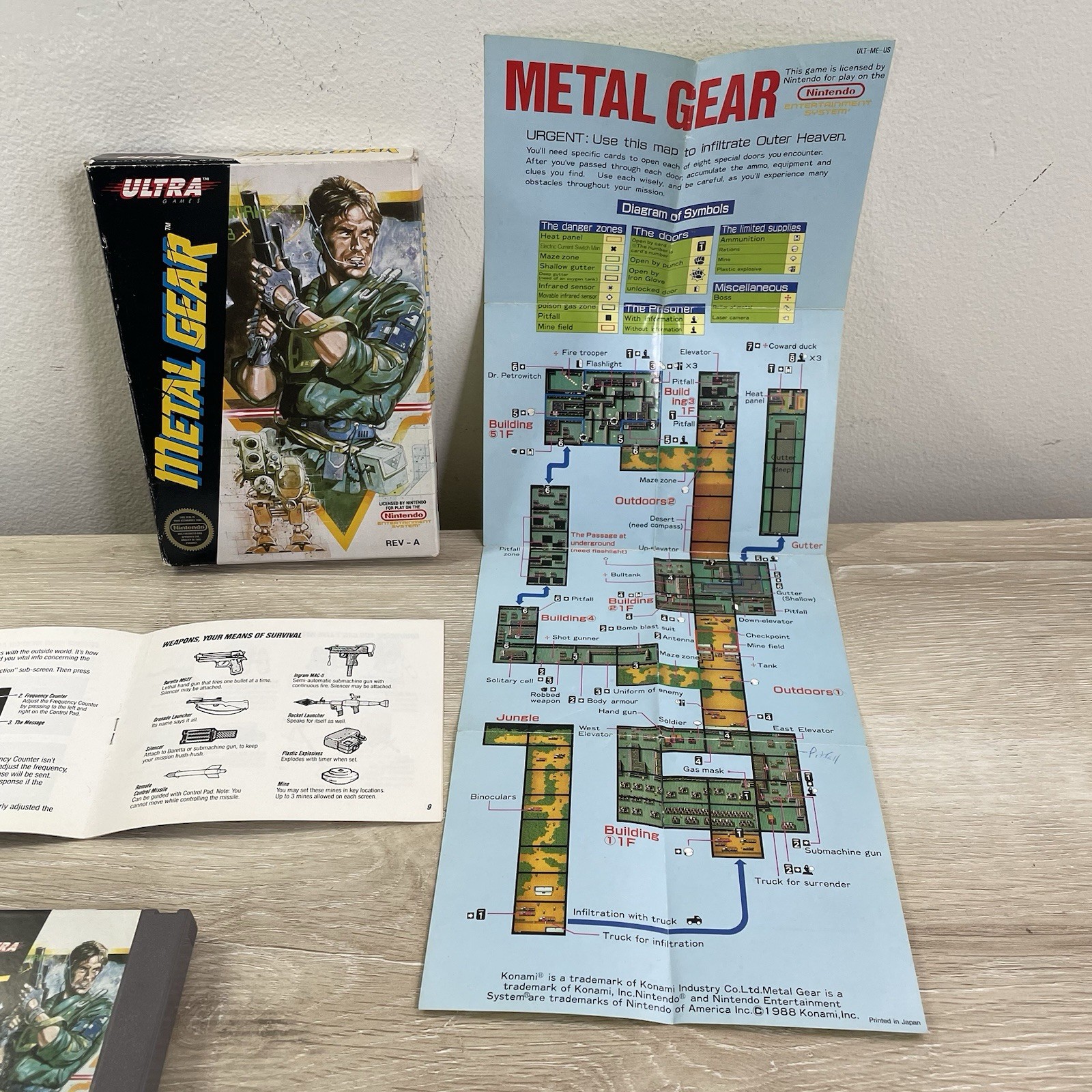 Metal Gear (Nintendo NES, 1988) Complete CIB Game w/ Box Manual Map Authentic