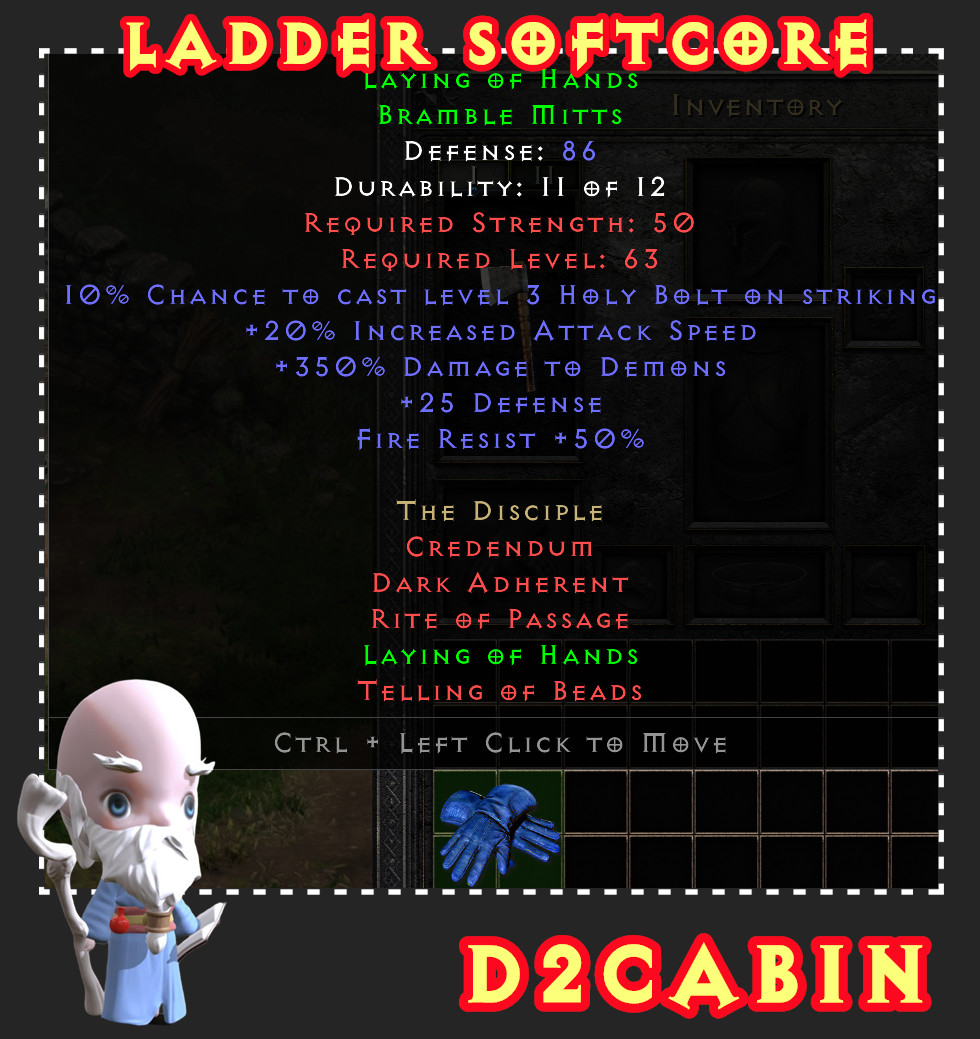 Diablo2 SC💥Ladder💥Laying of Hands Laying of Hand💥PC/SWITCH/PS