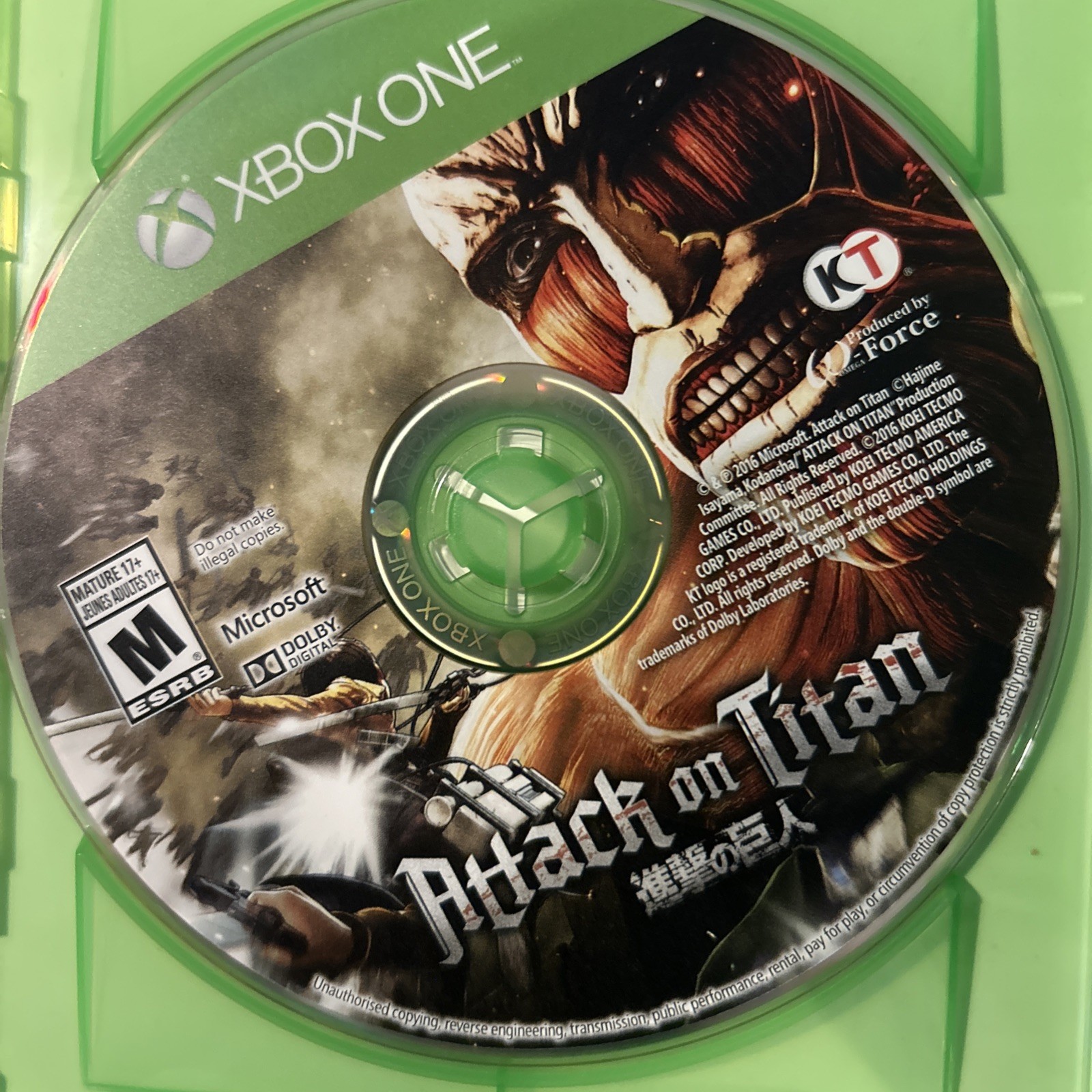 Attack On Titan Microsoft Xbox One Action Adventure Anime Game CIB