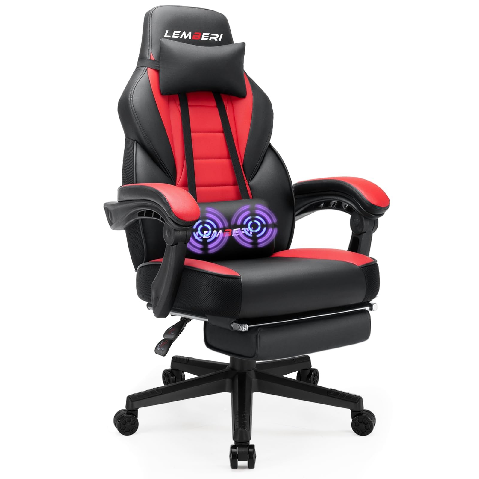 LEMBERI Video Game Chairs with footrest, Big and Tall Gamer Chair for Adults, 40