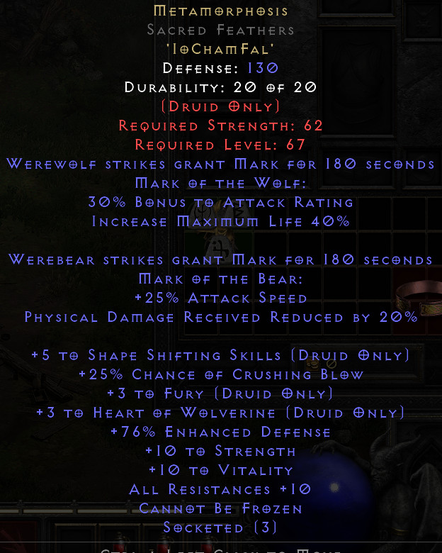 D2r metamorphosis 3fury 3wolverine–non ladder sc