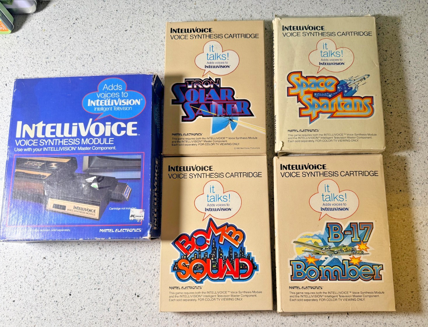 Mattel Intellivoice Voice Synthesis Module + 4 Games Includes Tron Solar Sailer