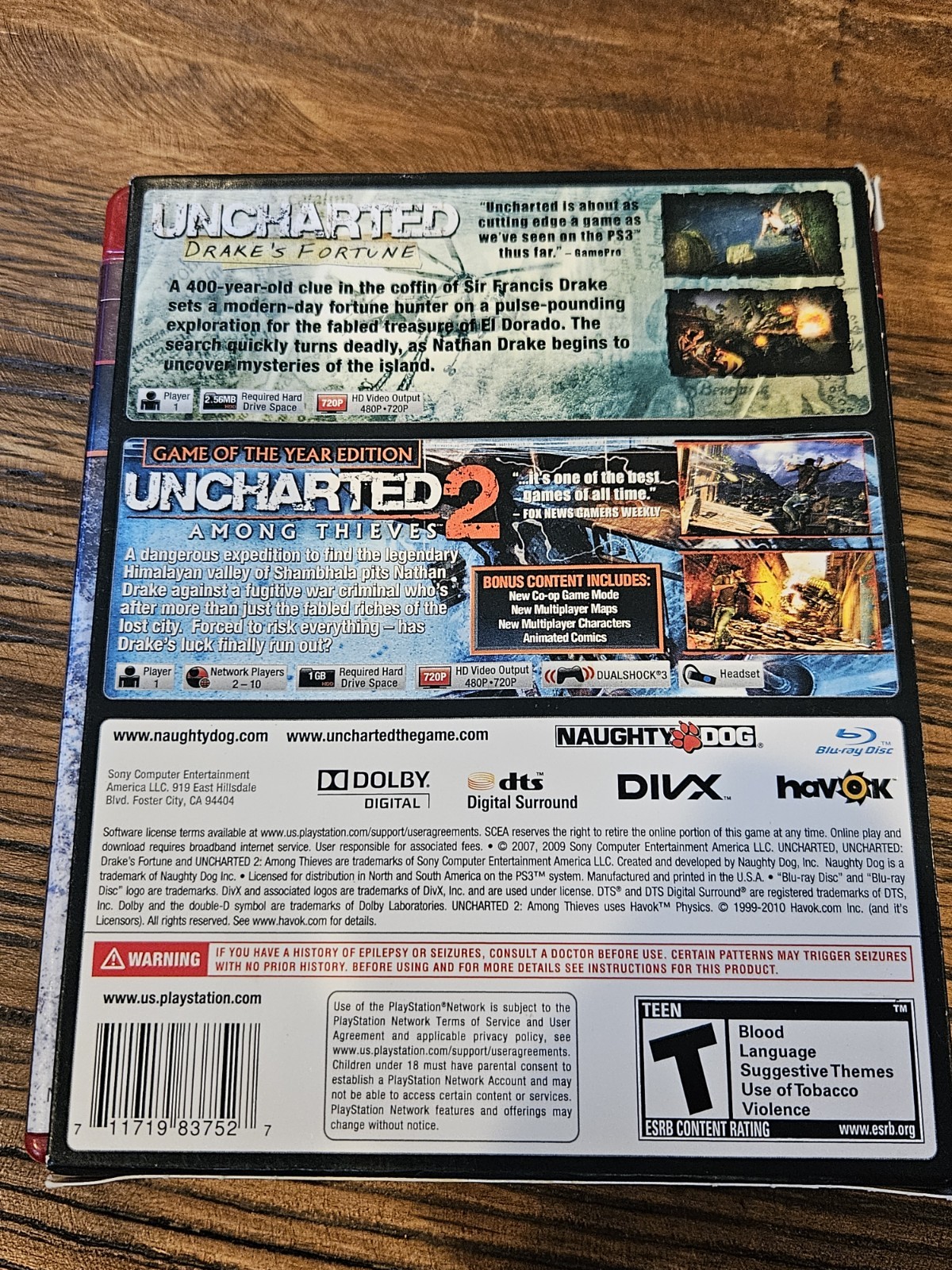 Uncharted Dual Pack [Drake’s Fortune / 2: Among Thieves] (Playstation 3)