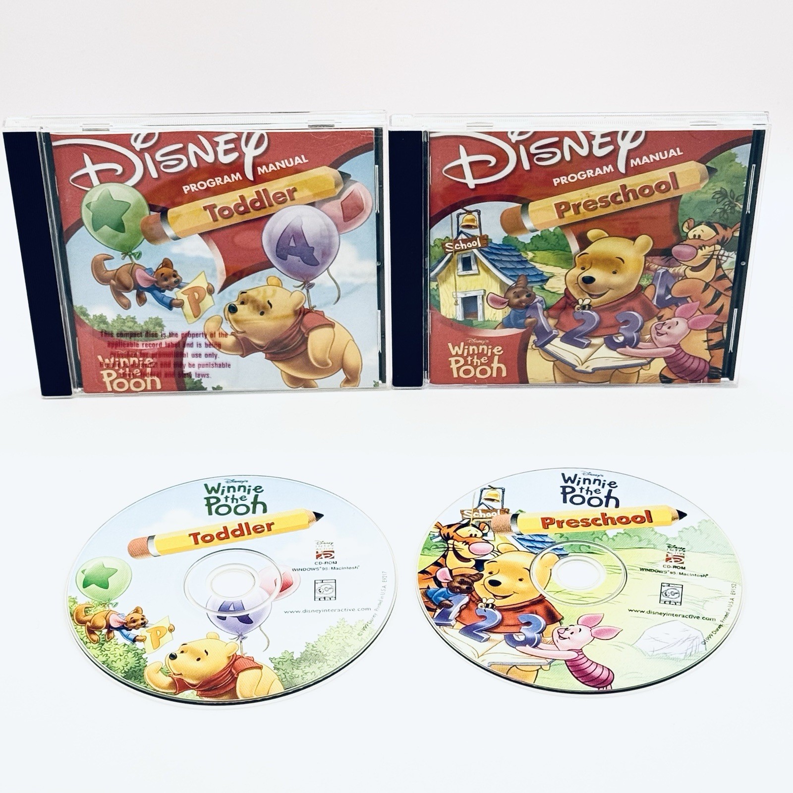 Disney Winnie the Pooh Toddler & Preschool PC Mac CD‑ROM Game Lot Educational VG